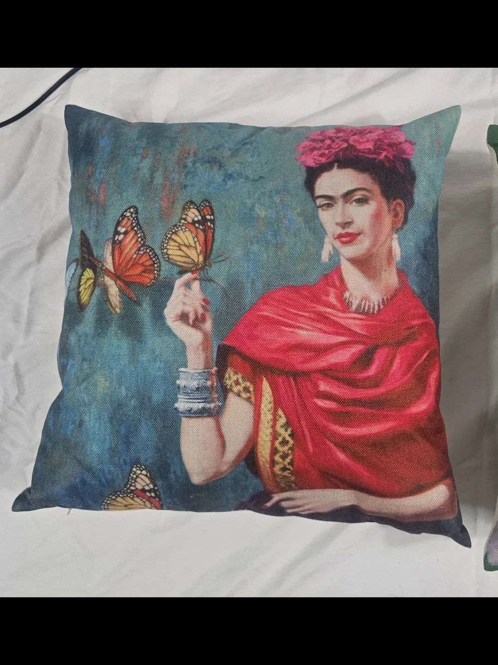 Source Unknown Frida Kahlo Art Pillow Covers in Red, Green, Pink